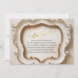 Invitation Luxe Baroque Blanc et Or Détails Mariage