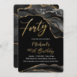 Invitation Luxe Black Agate Marbre Parties scintillant or 40e<br><div class="desc">Personnalisez cette luxueuse invitation de fête de 40e anniversaire en marbre noir et Rose d'âge or avec votre propre libellé et les détails de la fête facilement et rapidement, appuyez simplement sur le bouton customiser pour réorganiser et formater plus avant le style et le placement du texte.  Correspondance des éléments...</div>