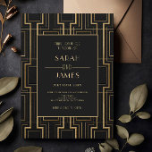 Invitation Luxe Black & Gold Art Déco Gatsby Mariage