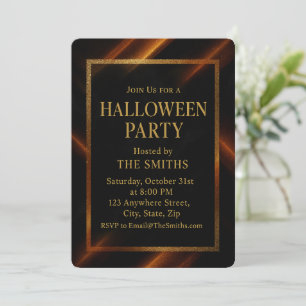 Invitation Luxe Black & Gold Éffrayant Élégant Halloween