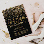 Invitation Luxe Black Gold Parties scintillant Fringe rideau<br><div class="desc">Cette invitation glamour et de luxe Sweet sixteen anniversaire est le design parfait pour l'événement spécial de votre jeune fille adolescente. Il est doté d'un rideau de frange de parties scintillant en or brillant avec une typographie de parties scintillant fausse sur le dessus d'un arrière - plan noir simple. C'est...</div>