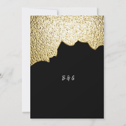 Invitation Luxe Black Gold Texted Mariage moderne texturé (Dos)