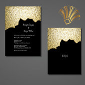 Invitation Luxe Black Gold Texted Mariage moderne texturé