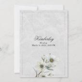 Invitation Luxe blanc argent parties scintillant floral Quinc (Dos)