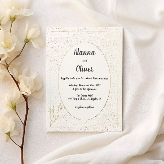 Invitation Luxe blanc confetti Mariage floral