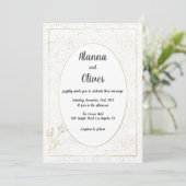 Invitation Luxe blanc confetti Mariage floral (Debout devant)