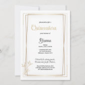 Invitation Luxe blanc et or minimaliste Quinceañera (Devant)
