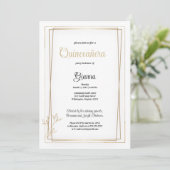 Invitation Luxe blanc et or minimaliste Quinceañera (Debout devant)