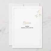 Invitation Luxe blanc et or minimaliste Quinceañera (Dos)