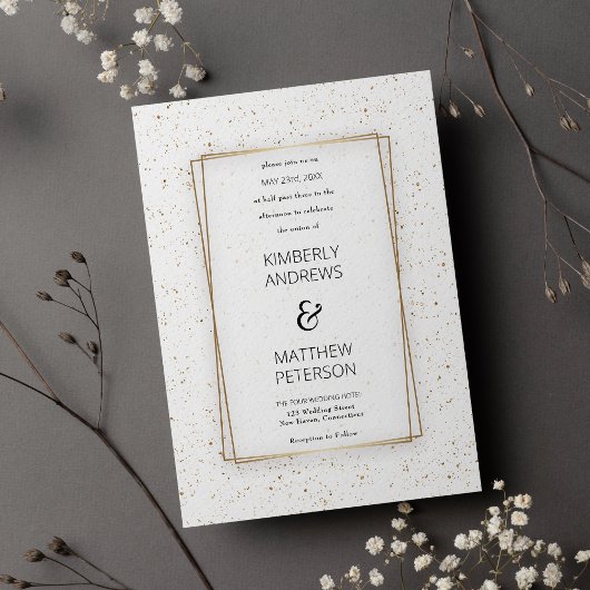 Invitation Luxe blanc glam or parties scintillant confetti Ma