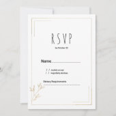 Invitation Luxe blanc or géométrique floral RSVP (Devant)