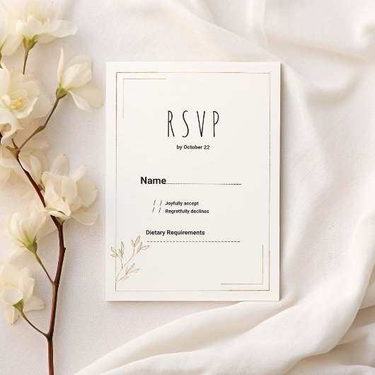 Invitation Luxe blanc or géométrique floral RSVP