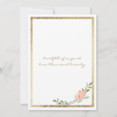 Invitation Luxe blanc or rose menthe mariage fleurie printemp (Dos)