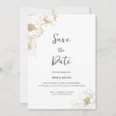 Invitation Luxe blanc peony floral Enregistrer la date (Devant)