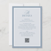 Invitation Luxe Bleu Poussiéreux avec Code QR RSVP | Mariage (Dos)