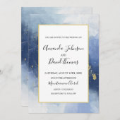 Invitation Luxe Blue et Gold Alcohol Enk (Devant / Derrière)