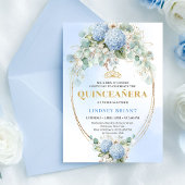 Invitation Luxe Blue Hydrangeas Greenery 15th Birthday Invite