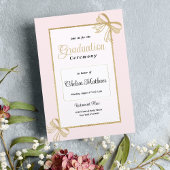 Invitation Luxe blush rose or parties scintillant bow Graduat