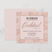 INVITATION LUXE BLUSH ROSE PÂLE OR FLORAL COCKTAIL PARTY (Devant / Derrière)