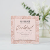INVITATION LUXE BLUSH ROSE PÂLE OR ROSE GOLD FLORAL COCKTAIL  (Debout devant)