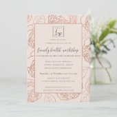 INVITATION LUXE BLUSH ROSE ROSE OR FLORAL ATELIER ÉVÉNEMENT (Debout devant)