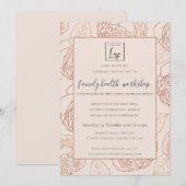 INVITATION LUXE BLUSH ROSE ROSE OR FLORAL ATELIER ÉVÉNEMENT (Devant / Derrière)