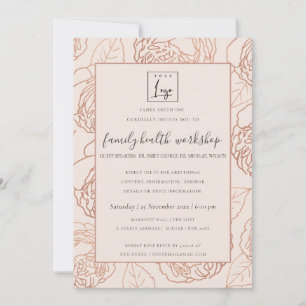 INVITATION LUXE BLUSH ROSE ROSE OR FLORAL ATELIER ÉVÉNEMENT