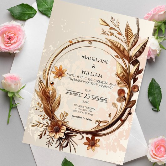 Invitation Luxe Botanique Élégant Mariage sophistiqué
