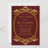 Invitation Luxe Bourgogne et or Royal Couples Douche (Devant)
