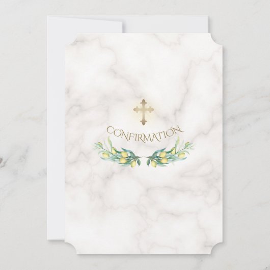 Invitation Luxe Branches de citron Gold Cross Confirmation (Dos)
