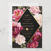 Invitation Luxe Burgundy and Blush Pink Peony Floral Wedding (Devant)