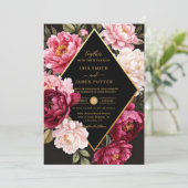 Invitation Luxe Burgundy and Blush Pink Peony Floral Wedding (Debout devant)