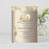 Invitation Luxe Champagne Verre Or Confetti 40e anniversaire (Debout devant)