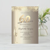 Invitation Luxe Champagne Verre Or Confetti 60e anniversaire (Debout devant)