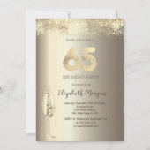 Invitation Luxe Champagne Verre Or Confetti 65e anniversaire (Devant)