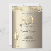 Invitation Luxe Champagne Verre Or Confetti 80e anniversaire (Devant)