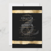 Invitation Luxe Chic Black Gold Brushstroke Mariage frontière (Devant)