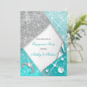 Invitation luxe chic élégant bijoux turquoise argent gloire (Debout devant)