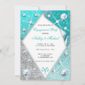 Invitation luxe chic élégant bijoux turquoise argent gloire (Dos)