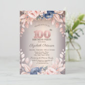 Invitation Luxe Chic Floral, Guirlande Lumineuse 100e Anniver (Debout devant)