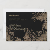 Invitation Luxe chic Merci en dentelle noire (Devant)