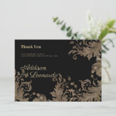 Invitation Luxe chic Merci en dentelle noire (Debout devant)