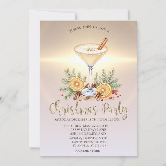 Invitation Luxe Christmas Tree Balls Gold Company (Devant)