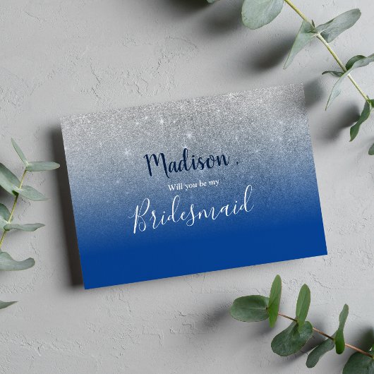 Invitation Luxe ciel bleu ombre argent parties scintillant Br