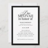 Invitation Luxe classique | Elégant bar noir et blanc Mitzvah (Devant)