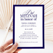 Invitation Luxe classique | Elégant Bat mitzvah bleu et blanc