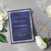 Invitation luxe d'anniversaire bleu marine