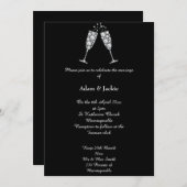 Invitation Luxe Diamond Champagne Glass ÉLÉGANT MARIAGE (Devant / Derrière)