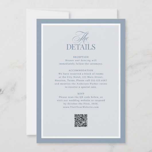 Invitation Luxe Dusty Blue with RSVP QR Code | Wedding (Dos)