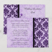 Invitation Luxe Elegant Damask Purple Rose Mariage Inviter (Devant / Derrière)